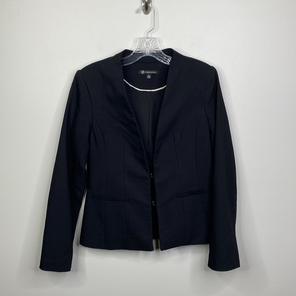 Versona Solid Black Clasp Close Career Sport Blazer Women's Size 4 - Picture 1 of 8
